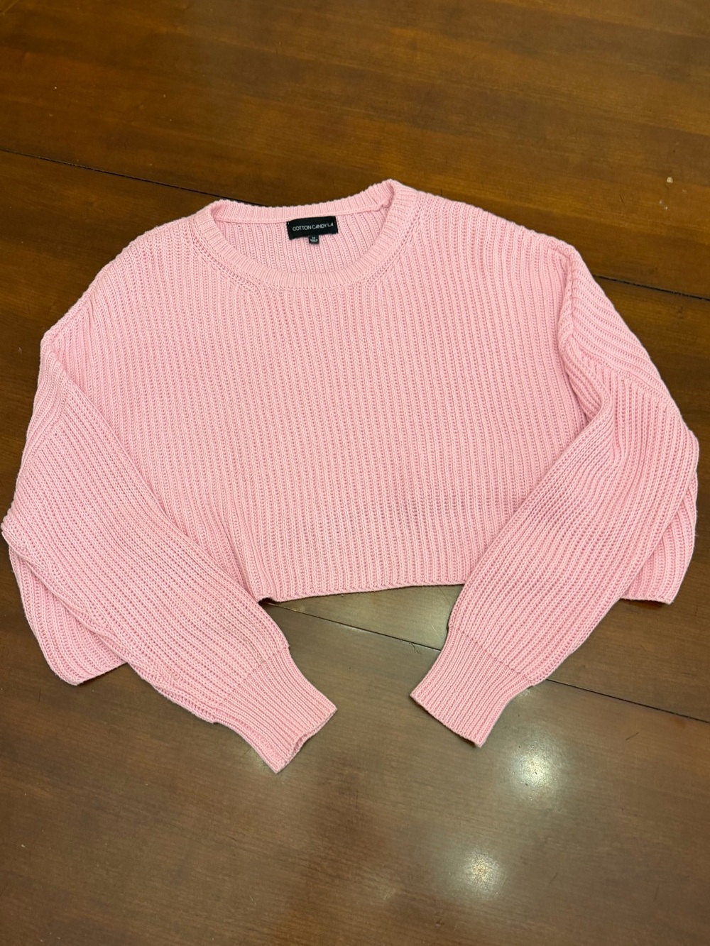 Cotton Candy LA Light Pink Knit Crop Sweater Size M